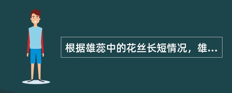 根据雄蕊中的花丝长短情况，雄蕊有（）等类型。