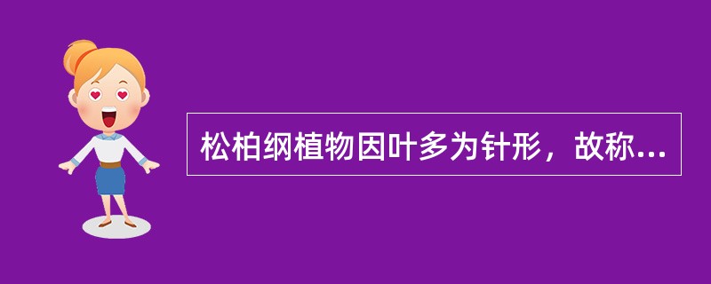 松柏纲植物因叶多为针形，故称为（），又因孢子叶常排成（）状，也称为（）。