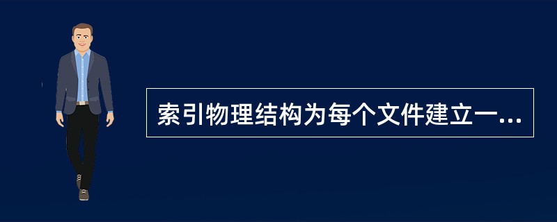 索引物理结构为每个文件建立一张（），表中给出（）与分配给它的（），根据表的内容，