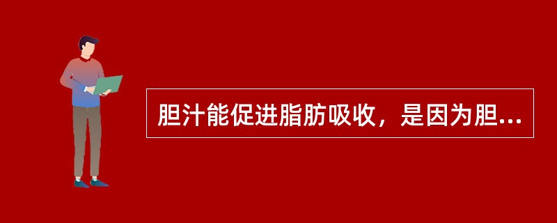 胆汁能促进脂肪吸收，是因为胆汁中含有脂肪消化酶。