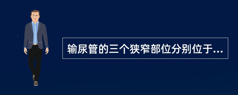 输尿管的三个狭窄部位分别位于（）、越小骨盆伤口处和穿膀胱壁处。