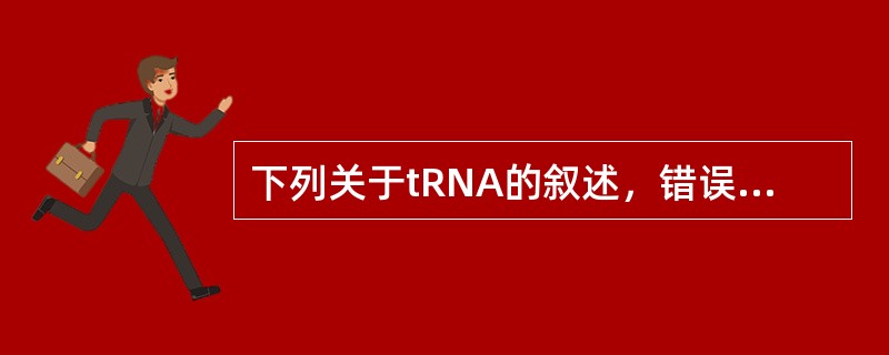 下列关于tRNA的叙述，错误的是（）