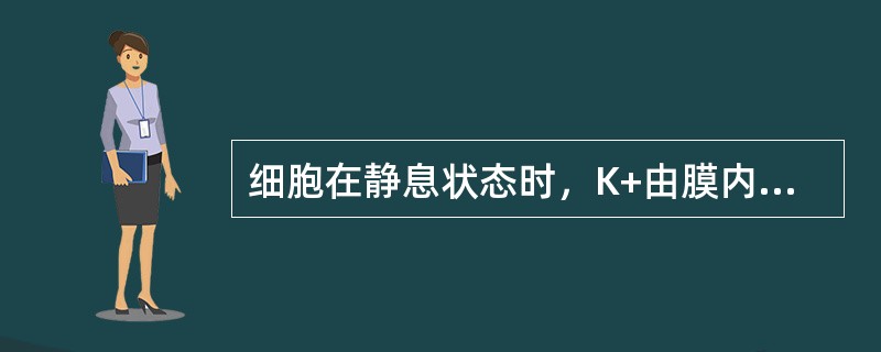 细胞在静息状态时，K+由膜内移向膜外，是通过（）