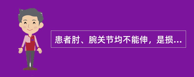 患者肘、腕关节均不能伸，是损伤（）。