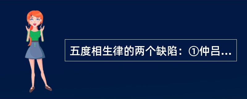 五度相生律的两个缺陷：①仲吕继续三分损益，不能还生黄钟本律。②十二律不平均，（）
