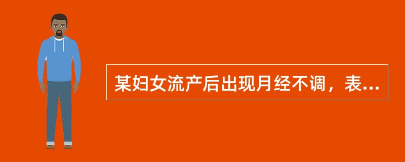 某妇女流产后出现月经不调，表现为月经周期正常，经期延长，伴下腹坠胀、乏力，疑诊黄