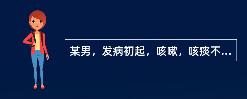 某男，发病初起，咳嗽，咳痰不爽，痰黏稠色黄，发热重，恶寒轻，无汗，口微渴，头痛，