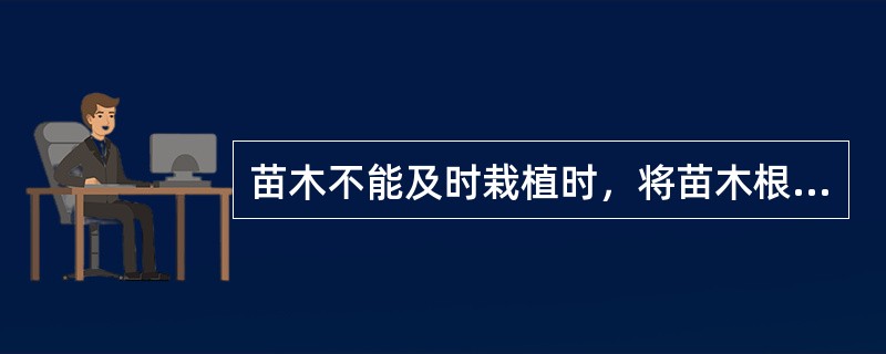 苗木不能及时栽植时，将苗木根系用湿润土壤做临时性填埋的绿化工程措施叫（）