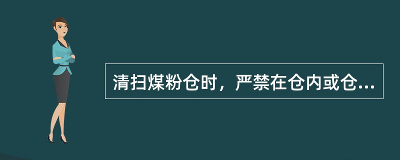 清扫煤粉仓时，严禁在仓内或仓外附近吸烟或点火。禁止把火柴或（）及其他非必须的物件