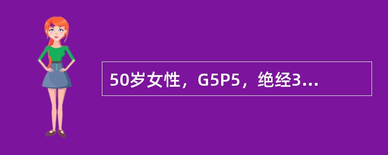 50岁女性，G5P5，绝经3年，阴道不规则流血1个月。妇科检查：外阴阴道正常，宫