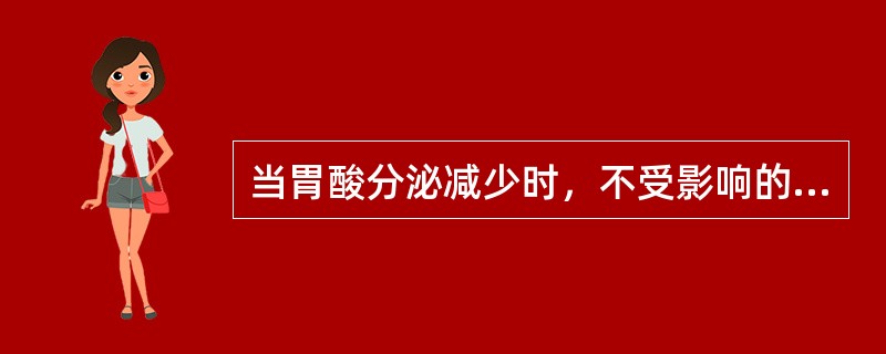 当胃酸分泌减少时，不受影响的是（）。