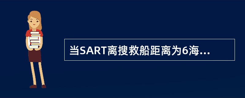 当SART离搜救船距离为6海里，搜救雷达量程选用12海里时，在搜救雷达显示屏上的