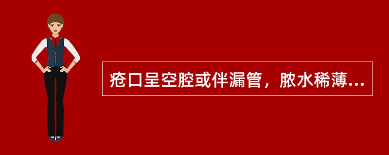 疮口呈空腔或伴漏管，脓水稀薄，夹有败絮样物，见于（）