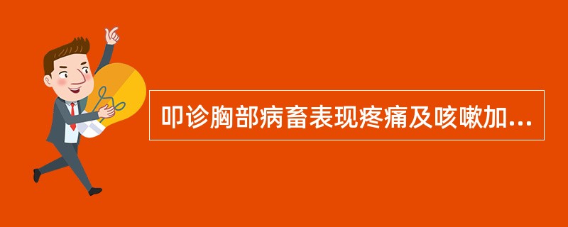 叩诊胸部病畜表现疼痛及咳嗽加剧，听诊有摩擦音，常提示（）。