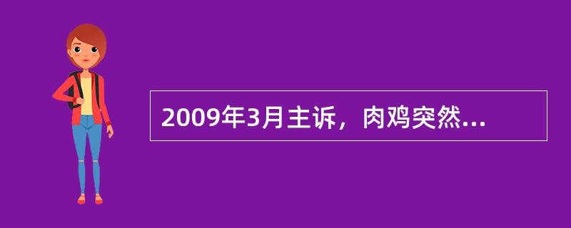 2009年3月主诉，肉鸡突然出现腹部膨大，腹部皮肤变薄发亮，站立时腹部着地，大批