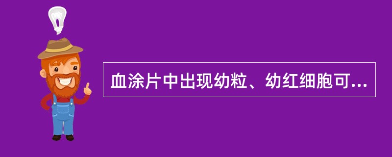 血涂片中出现幼粒、幼红细胞可见于()