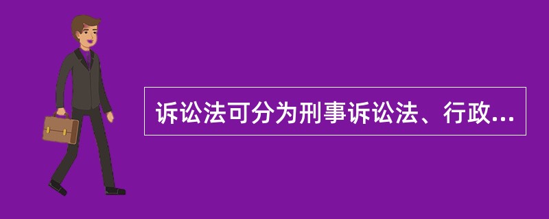 诉讼法可分为刑事诉讼法、行政诉讼法、民事诉讼法。