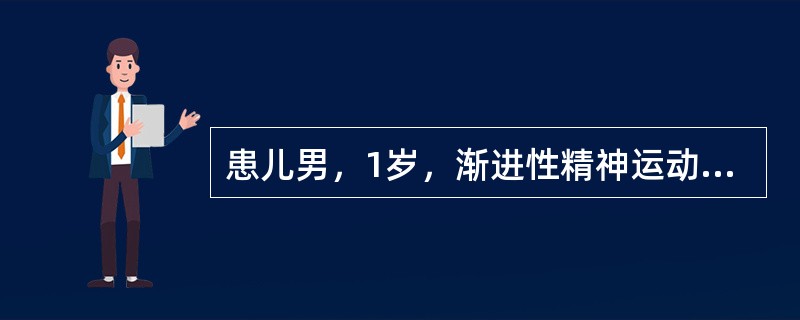 患儿男，1岁，渐进性精神运动功能倒退6个月，诊为Tay-Sachs病。眼科检查最