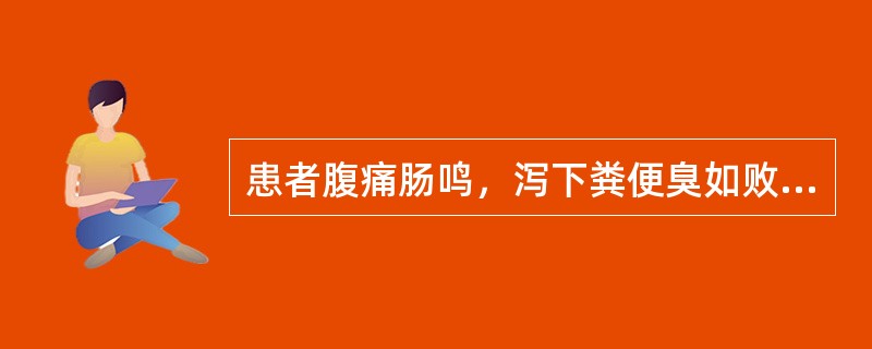 患者腹痛肠鸣，泻下粪便臭如败卵，泻后痛减，脘腹胀满，不思饮食，舌苔白厚而腐，脉滑。治疗应首选（）