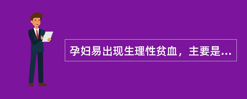 孕妇易出现生理性贫血，主要是因为（）