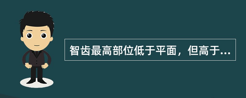 智齿最高部位低于平面，但高于第二磨牙颈部时称（）。