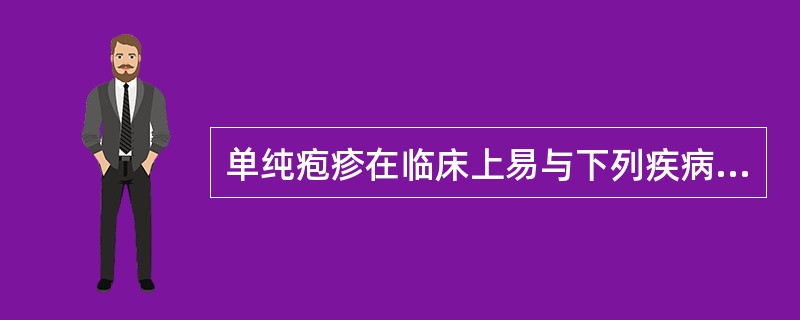 单纯疱疹在临床上易与下列疾病相混淆，除了（）。