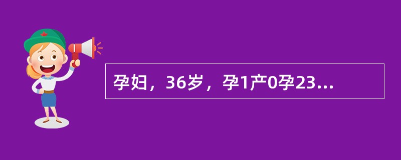 孕妇，36岁，孕1产0孕23周2d。孕16周血清学唐氏综合征筛查风险值为1/60。超声测量羊水指数为26cm，上腹部横切面超声所见如下图。<br /><img src="h