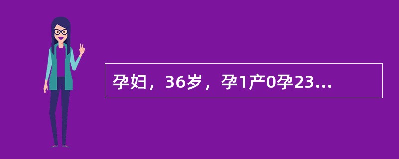 孕妇，36岁，孕1产0孕23周2d。孕16周血清学唐氏综合征筛查风险值为1/60。超声测量羊水指数为26cm，上腹部横切面超声所见如下图。<br /><img src="h