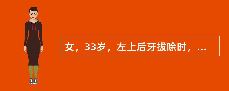 女，33岁，左上后牙拔除时，牙根进入上颌窦。该牙无炎症，断根很快取出，上颌窦底有一直径2mm的瘘口，上颌窦无炎症，正确的处理是
