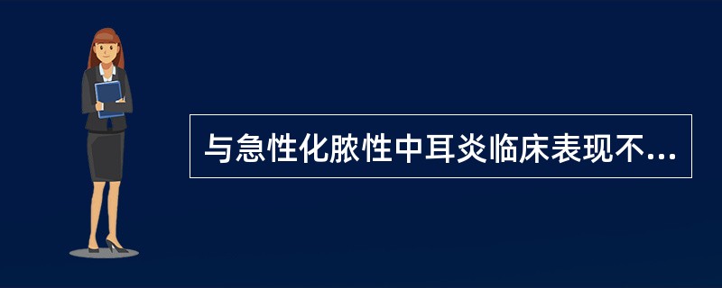 与急性化脓性中耳炎临床表现不相符的是()