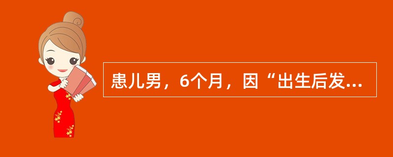 患儿男，6个月，因“出生后发现发绀，加剧伴气促、咳痰5d”来诊。查体：体重5kg。哭声低，反应差，皮肤发绀，呼吸急促，双肺可闻及湿啰音。胸骨左缘第2～4肋间Ⅱ/Ⅵ级收缩期杂音，肺动脉瓣听诊区第二心音明