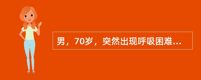 男，70岁，突然出现呼吸困难2小时。体检重点在