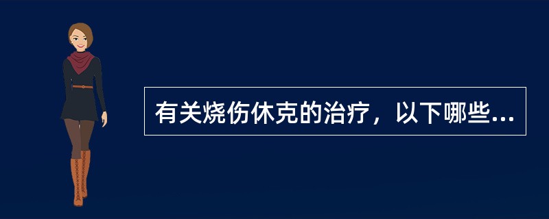 有关烧伤休克的治疗，以下哪些是正确的