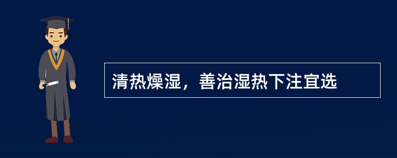 清热燥湿，善治湿热下注宜选