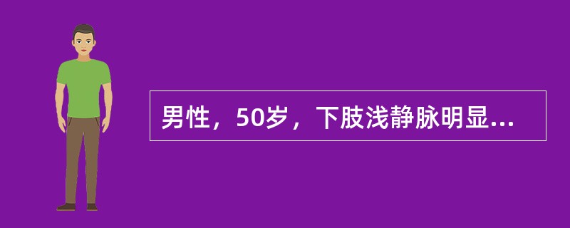 男性，50岁，下肢浅静脉明显曲张3个月，查体：大腿根部扎一止血带，嘱病人快速用力屈伸膝关节20次，此时浅静脉曲张更加明显。应行治疗不包括