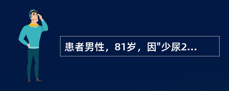 患者男性，81岁，因"少尿2天"入院。既往有冠心病、慢性心功能不全等病史。近期患者食欲差，进食少。抽血查肌酐正常。该患者进行处理正确的是