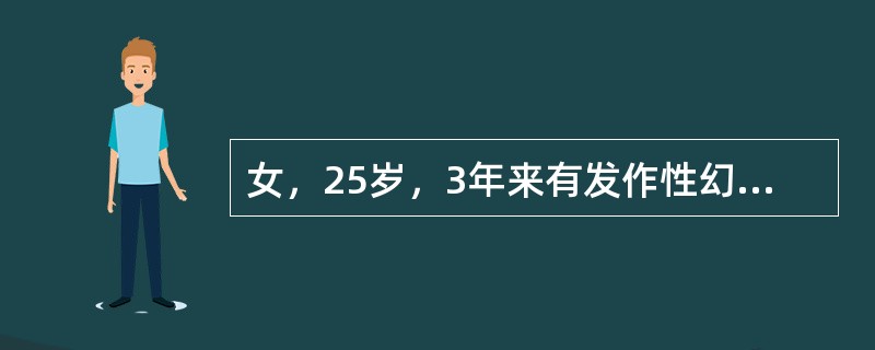 女，25岁，3年来有发作性幻视，几分钟后幻视消失，即出现头痛，头痛持续数小时渐缓解。发作时无抽搐、无意识障碍，不发作时完全正常。它的诊断依据除外(　　)。