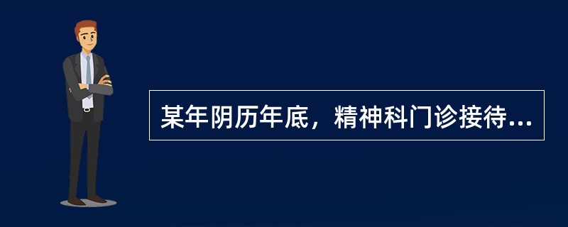 某年阴历年底，精神科门诊接待一患者，男，22岁。家属诉：患者刚从外地打工回家，家人在火车站接站时发现患者讲话颠三倒四，问东答西。口中念念有词，喃喃自语。总显害怕的表情，紧紧抓着家人的手。遂前往我科门诊