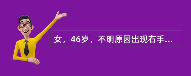 女，46岁，不明原因出现右手第四、五指刺痛，屈指无力，夹纸试验阳性，手内在肌萎缩，Tinel征阳性。最有可能的诊断是