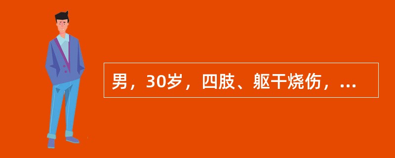 男，30岁，四肢、躯干烧伤，面积70%，其中Ⅲ度占20%，深Ⅱ度占50%。由于初期抗休克治疗及创面治疗不当，6天后高热、谵妄，周身皮疹，创面有较多黄稠脓性分泌物。该病人经血、尿检查及培养，上述诊断成立