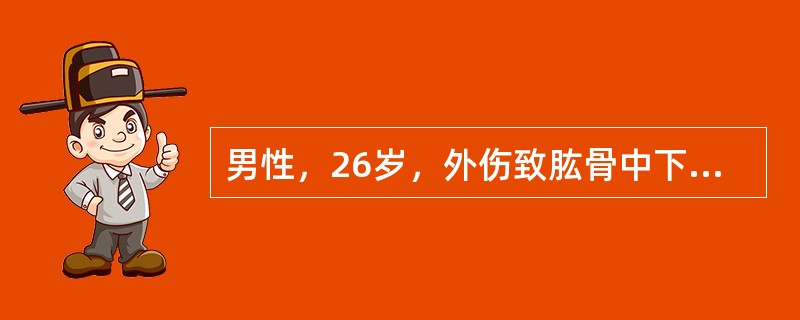 男性，26岁，外伤致肱骨中下1／3骨折，来院检查时发现有垂腕征，垂指畸形。该患者选择哪种治疗方法痛苦小，稳妥