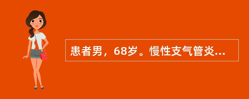 患者男，68岁。慢性支气管炎、肺气肿痛史30余年，肺心痛10年，长期口服氨茶碱。1周前因感冒出现咳嗽、咳痰、气促、无发热，自服氨茶碱和抗生素，症状无缓解，又加用另一种茶碱类平喘药，症状仍然不缓解。体格