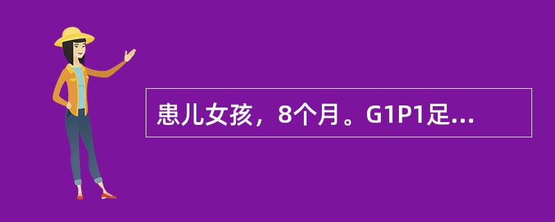 患儿女孩，8个月。G1P1足月顺产，产时无窒息，出生体重为3.5kg。生后4个月出现点头、举手、弯腰发作，伴凝视及喊叫，每天10余次，晨起明显，且成串出现。检查时还不能抬头及独坐，不认识母亲。心、肺无