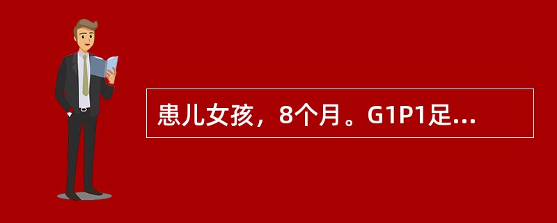 患儿女孩，8个月。G1P1足月顺产，产时无窒息，出生体重为3.5kg。生后4个月出现点头、举手、弯腰发作，伴凝视及喊叫，每天10余次，晨起明显，且成串出现。检查时还不能抬头及独坐，不认识母亲。心、肺无