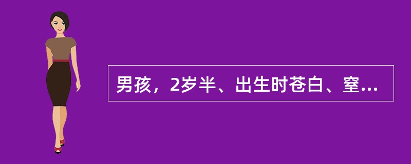 男孩，2岁半、出生时苍白、窒息生后第3天出现前囟隆起，反复惊厥，不发热，经抢救好转出院，生后14个月起出现反复冲头发作伴发呆，有时伴有大发作，每日发作10余次，尤以临醒时明显。至今不会独坐，不会叫爸爸