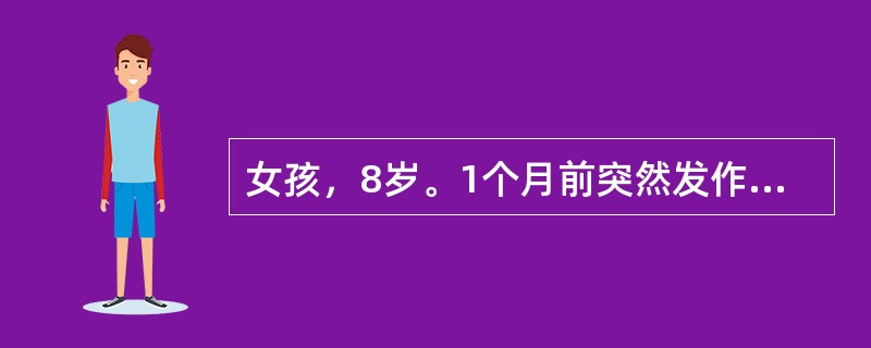 女孩，8岁。1个月前突然发作1次，两眼上翻，四肢抽动，面色青紫，历时1分钟逐渐清醒，醒后未诉不适。5年前有类似发作1次。1周前查脑电图正常。神经系统检查无异常。服药半年未发作。自行停药1周后突然发作，
