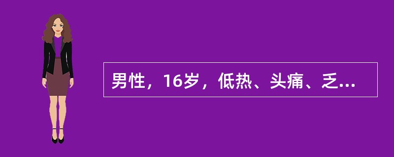 男性，16岁，低热、头痛、乏力、两眼睑水肿、尿少1周，血压22／13kPa(105／100mmHg)，发病前10天曾有上感史。Hb120g／L，尿蛋白(++)，RBC(+++)，WBC2～3／HP，透