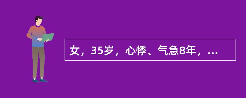 女，35岁，心悸、气急8年，反复咯血。查体：心尖区舒张期隆隆样杂音，第一心音亢进，可闻及开瓣音，P2亢进，近日来阵发心悸，心电图示：快速房颤，X线呈梨形心。快速房颤的治疗为