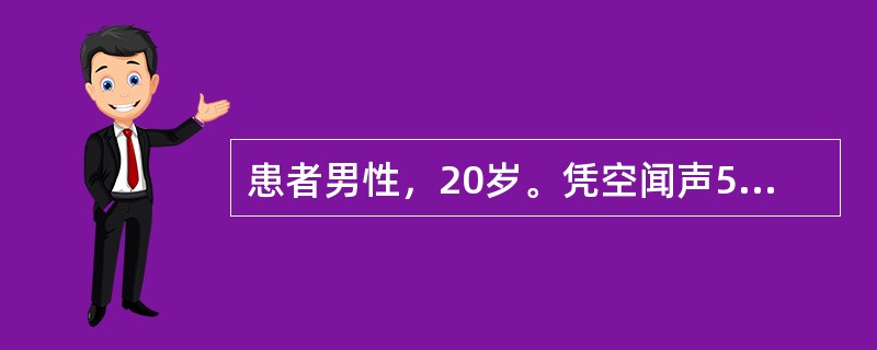 患者男性，20岁。凭空闻声5年，自语、自笑，生活懒散，冲动打人半年入院。既往体健。病前性格内向、孤僻。家族史阴性。精神检查可引出明确的言语性与命令性幻听，思维内向性，情感淡漠，在幻听支配下有冲动行为。