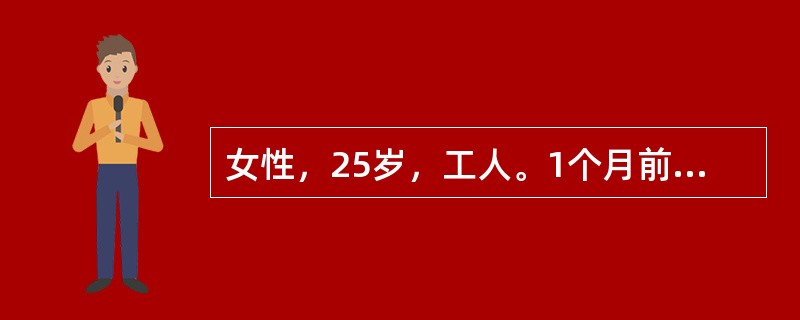 女性，25岁，工人。1个月前由于工作失误受到领导当众批评，患者感到委屈，出现失眠、早醒，对前途悲观失望，整天闷闷不乐，少与人交往，认为人心难测，怀疑同事会看不起她，会在背后议论她。近1周来，一反常态，